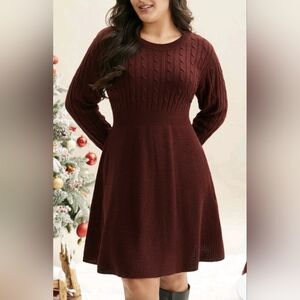 BloomChic Maroon Long Sleeve Knit Dress